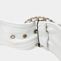 Pre Owned حزام شانيل جلد أبيض