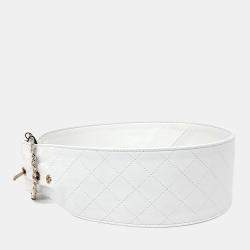 Pre Owned حزام شانيل جلد أبيض