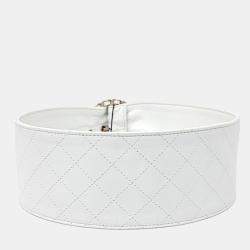 Pre Owned حزام شانيل جلد أبيض