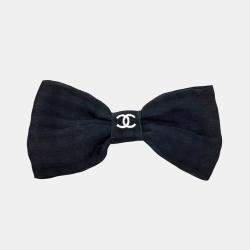 Pre Owned Chanel Black ribbon hairpin