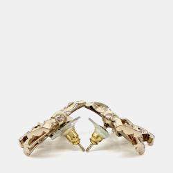 Pre Owned Chanel Metal ribbon logo earrings