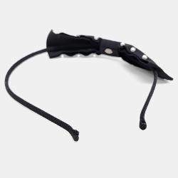 Pre Owned رباط شعر شانيل أسود لؤلؤي بعقدة