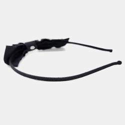 Pre Owned رباط شعر شانيل أسود لؤلؤي بعقدة