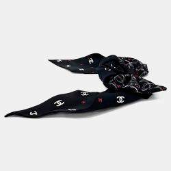 Pre Owned Chanel Black Bow Hilk Hair Scrunchie