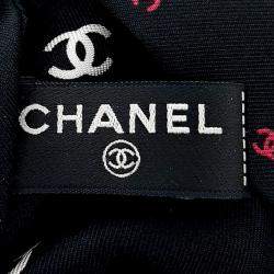 Pre Owned Chanel Black Bow Hilk Hair Scrunchie