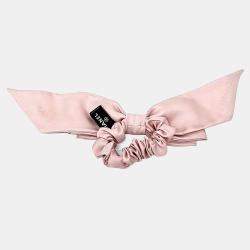Pre Owned Chanel Pink Bow Silk Hair Scrunchie