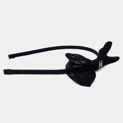 Pre Owned ربطة شعر شانيل سوداء كريستال بعقدة