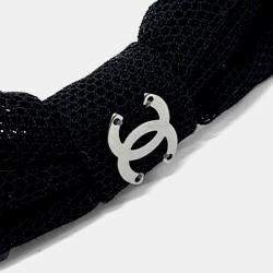 Pre Owned ربطة شعر شانيل سوداء كريستال بعقدة