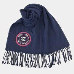 Pre Owned Chanel Navy Blue Wool Muffler