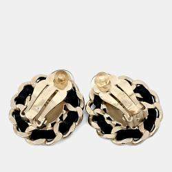 Pre Owned Chanel Black, Gold CC Logo Clip-on Earrings