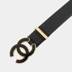 مملوكة مسبقًا Chanel Cc Logo Belt Black Leather Enamel Size 75/30