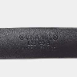 مملوكة مسبقًا Chanel Logo Pearl Embellished 75CM Slim Black Leather