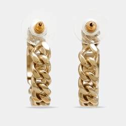 مملوكة مسبقًا Chanel CC Gold Tone Chain Hoop Earrings