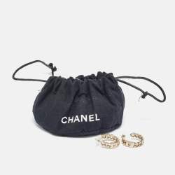 مملوكة مسبقًا Chanel CC Gold Tone Chain Hoop Earrings