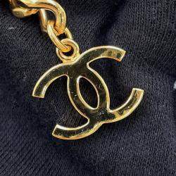 مملوكة مسبقًا حزام شانيل CC شعار السلسلة جلد أسود معدن