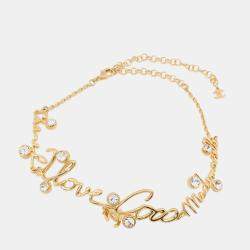 Pre Owned Chanel I Love Coco Necklace Gold Plated Metalstone