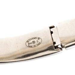 Pre Owned Chanel CC Faux Pearl Silver Tone Bracelet 