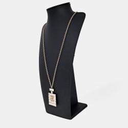 Pre Owned Chanel Perfume Bottle Gold  Rhinestone Crystal Chain Necklace