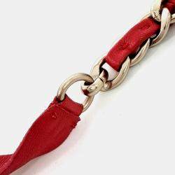 Pre Owned Chanel Red Leather Chain Belt SHW