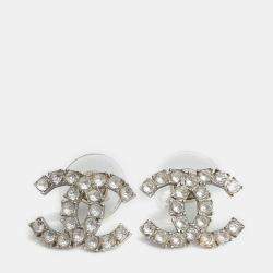 Pre Owned Chanel Metal logo earrings