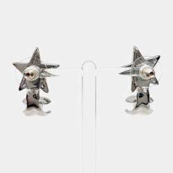 Pre Owned Chanel CC Star Silver Tone Earrings