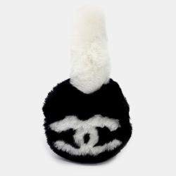 Pre Owned Chanel Black/White Fur Earmuffs