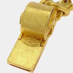 Pre Owned Chanel Vintage CC Whistle Gold Plated Metal Women's Key Chain
