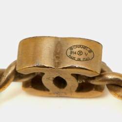 Pre Owned Chanel CC Twisted Rope Gold Tone Ring Size 54