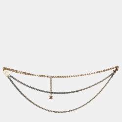 Pre Owned Chanel CC Fabric Gold Tone Belt
