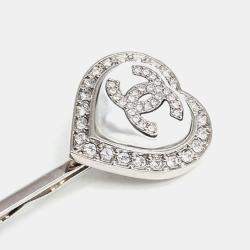 Pre Owned Chanel Silver Rhinestone Hairpin