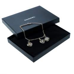 Pre Owned Chanel CC Aged Gold Tone Metal Motif Embedded Resin Heart Pendants Necklace 