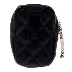 Pre Owned Chanel Black/White Quilted Leather Cambon Ligne Phone Case