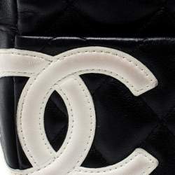 Pre Owned Chanel Black/White Quilted Leather Cambon Ligne Phone Case
