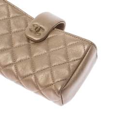 Chanel Beige Quilted Leather iPhone Pouch