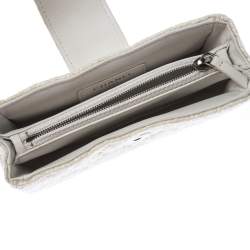 Pre Owned Chanel White Quilted Coated Tweed iPhone Pouch