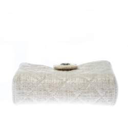 Pre Owned Chanel White Quilted Coated Tweed iPhone Pouch