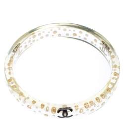 مملوكة مسبقًا سوار شانيل CC لؤلؤ صناعي وراتنج شفاف