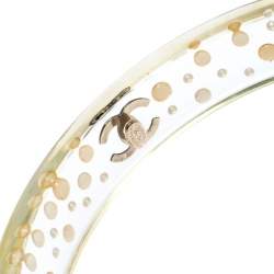 مملوكة مسبقًا سوار شانيل CC لؤلؤ صناعي وراتنج شفاف