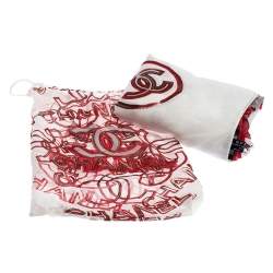 Pre Owned Chanel Bicolor Logo Print Cotton Pareo