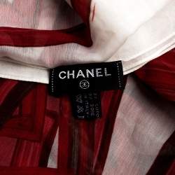 Pre Owned Chanel Bicolor Logo Print Cotton Pareo
