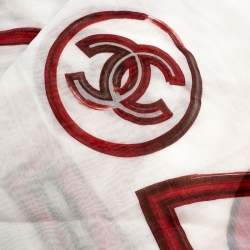 Pre Owned Chanel Bicolor Logo Print Cotton Pareo