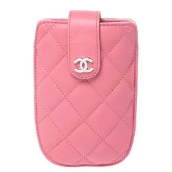 Chanel Pink Quilted Leather CC Phone Case
