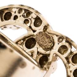 مملوكة مسبقًا خاتم شانيل مزين حلية شعار الماركة CC مرصع لؤلؤ لون ذهبي باهت مقاس EU 55