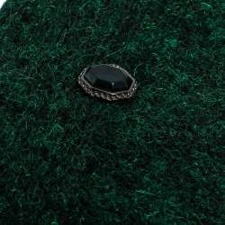 Pre Owned Chanel Green Lurex Knit Embellished Fingerless Gloves