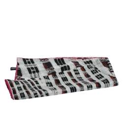 Pre Owned Chanel Black & Pink Tweed Print Silk Scarf 