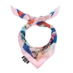 مملوكة مسبقًا Chanel Multicolor Cuba Car Printed Cotton Square Scarf 