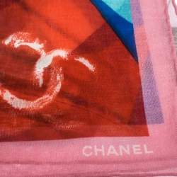 مملوكة مسبقًا Chanel Multicolor Cuba Car Printed Cotton Square Scarf 