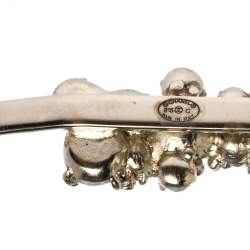 Pre Owned Chanel Crystal Faux Pearl Embellished Gold Tone Head Band