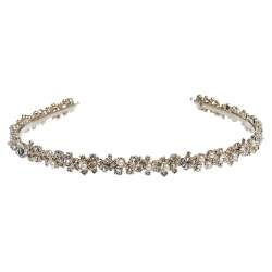 Pre Owned Chanel Crystal Faux Pearl Embellished Gold Tone Head Band