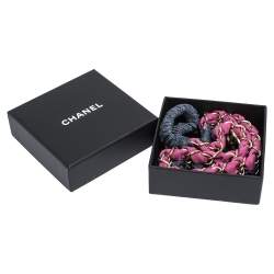 Pre Owned Chanel Multicolor Fabric Gold Tone Chain Embellished Headband